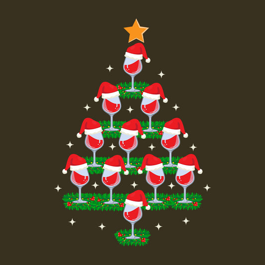 Christmas Wine Glass Tree Funny Xmas Holiday Wine | PRODUCT CODE: CHRMWNGLSTR