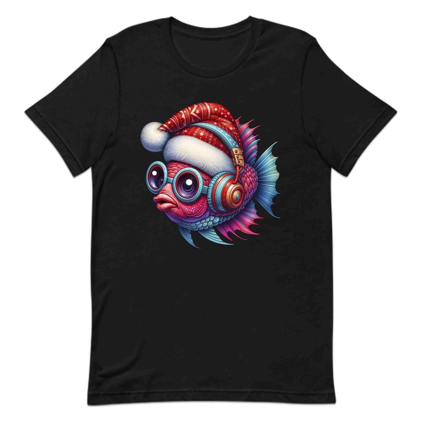 Christmas Fish Xmas Santa Hat Fish with Headphones | PRODUCT CODE: CHRTMFSHXMR