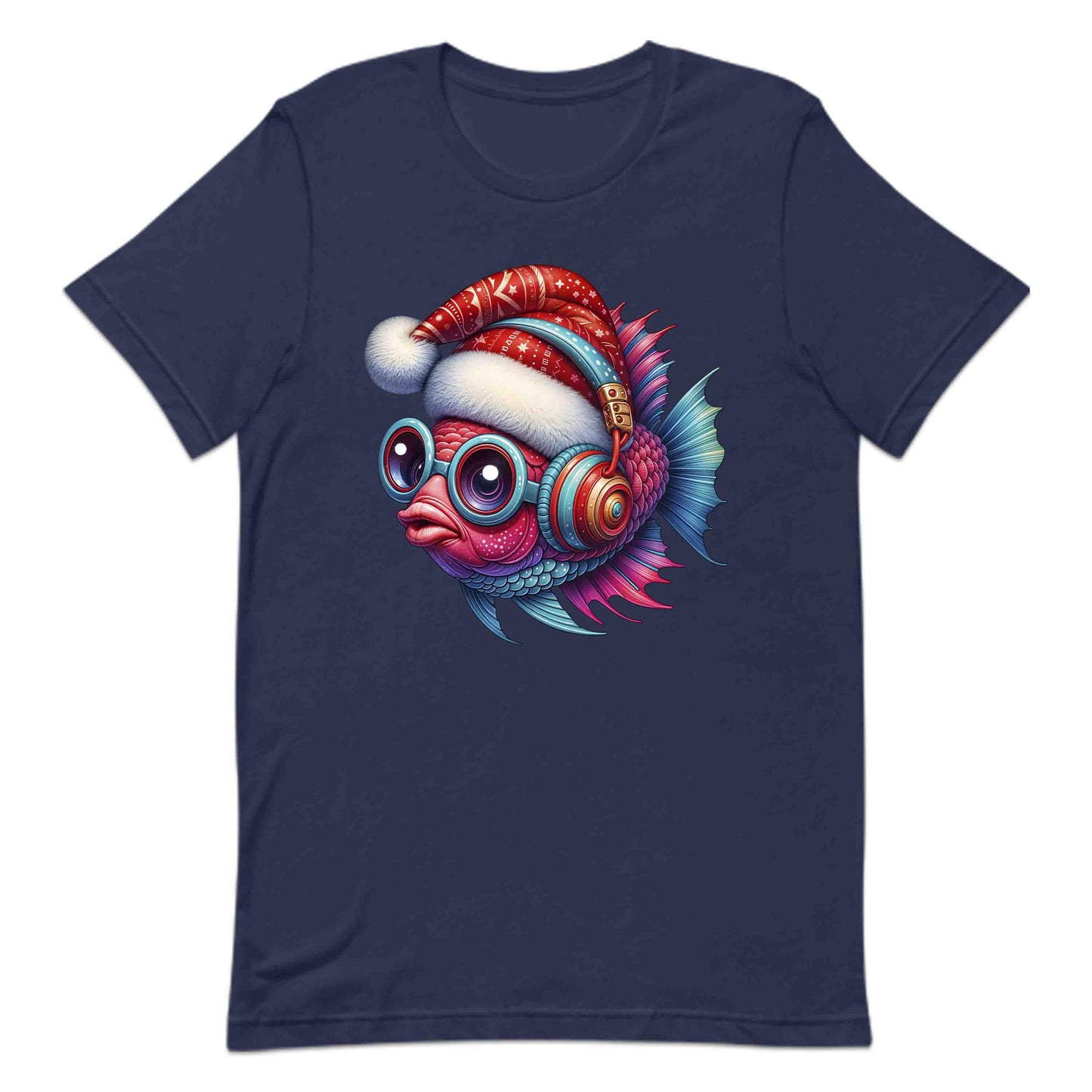 Christmas Fish Xmas Santa Hat Fish with Headphones | PRODUCT CODE: CHRTMFSHXMR