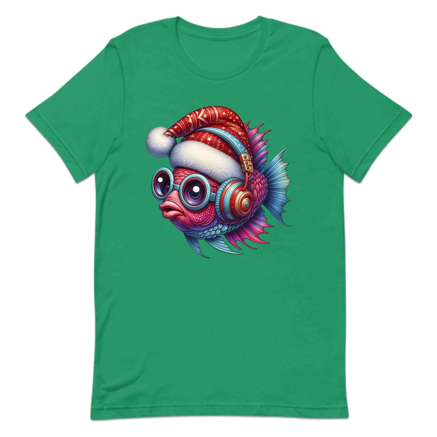Christmas Fish Xmas Santa Hat Fish with Headphones | PRODUCT CODE: CHRTMFSHXMR