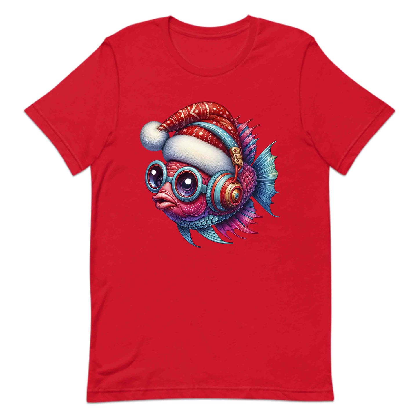 Christmas Fish Xmas Santa Hat Fish with Headphones | PRODUCT CODE: CHRTMFSHXMR