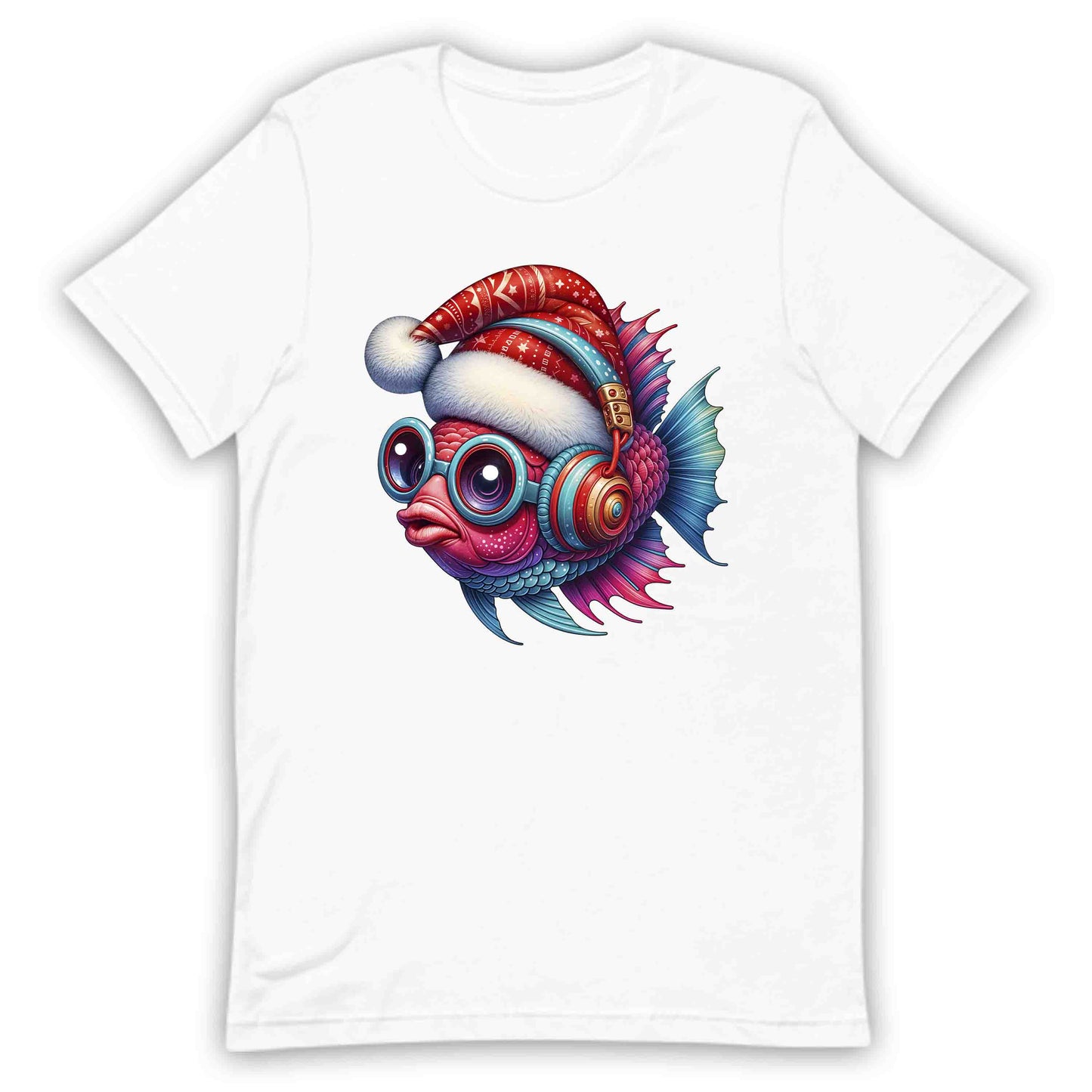 Christmas Fish Xmas Santa Hat Fish with Headphones | PRODUCT CODE: CHRTMFSHXMR