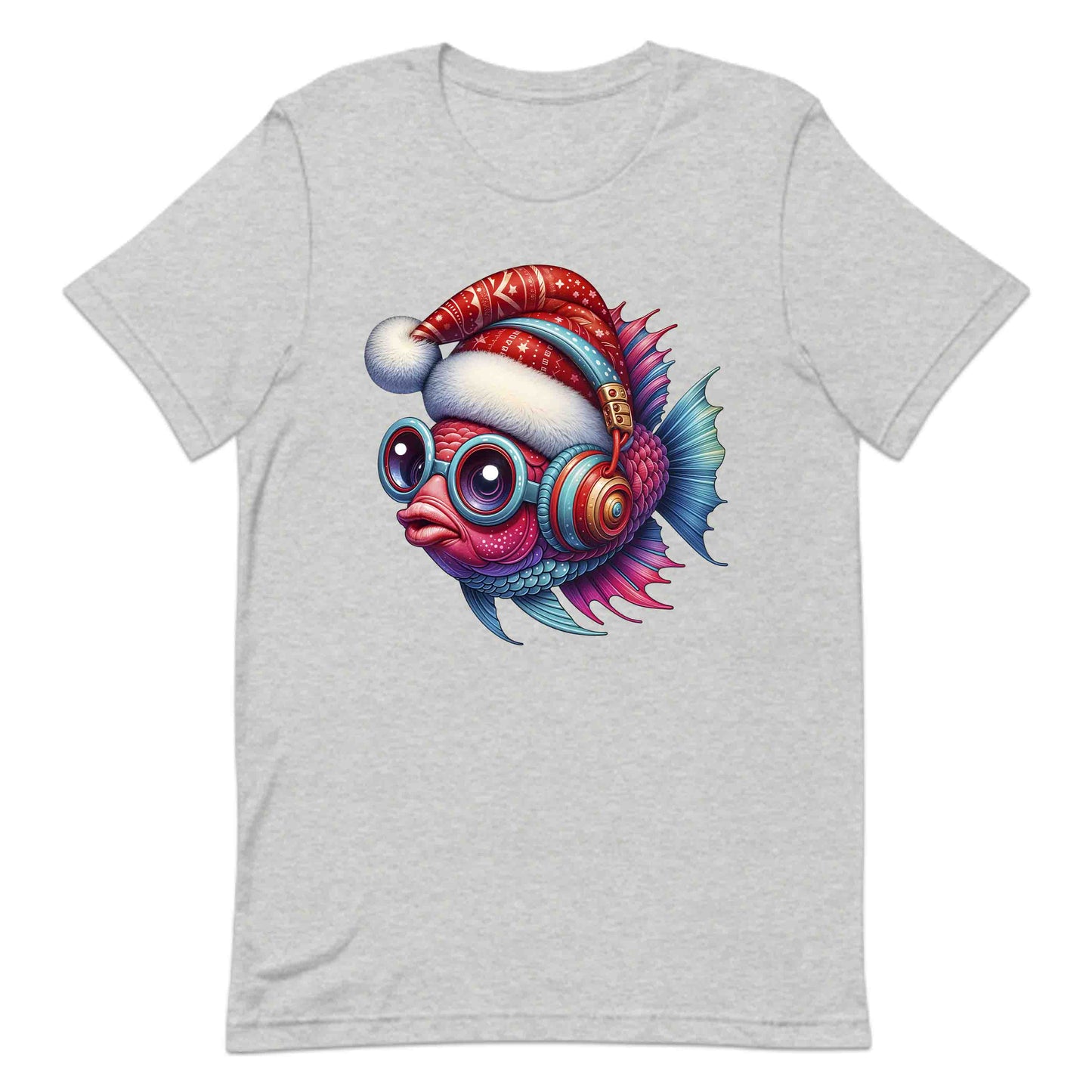 Christmas Fish Xmas Santa Hat Fish with Headphones | PRODUCT CODE: CHRTMFSHXMR
