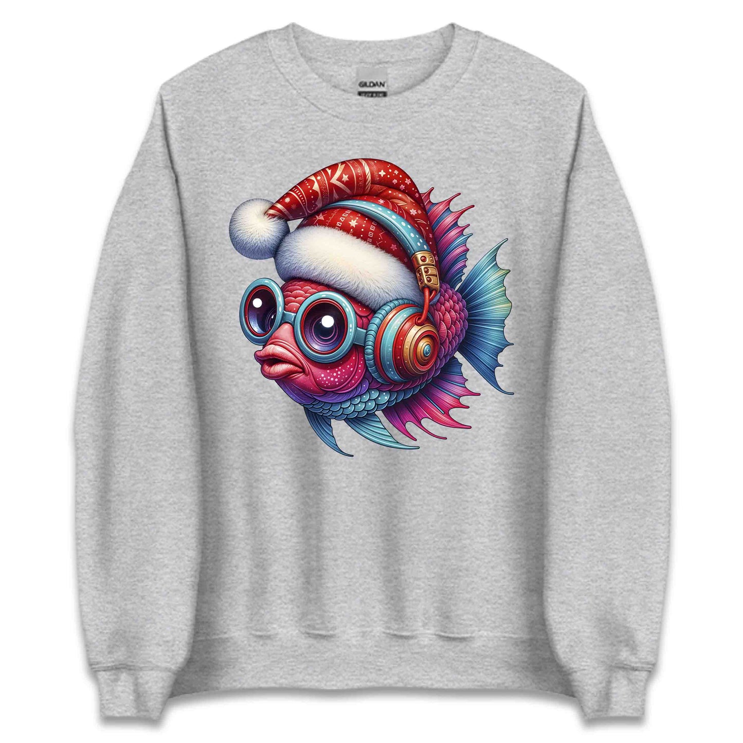 Christmas Fish Xmas Santa Hat Fish with Headphones | PRODUCT CODE: CHRTMFSHXMR