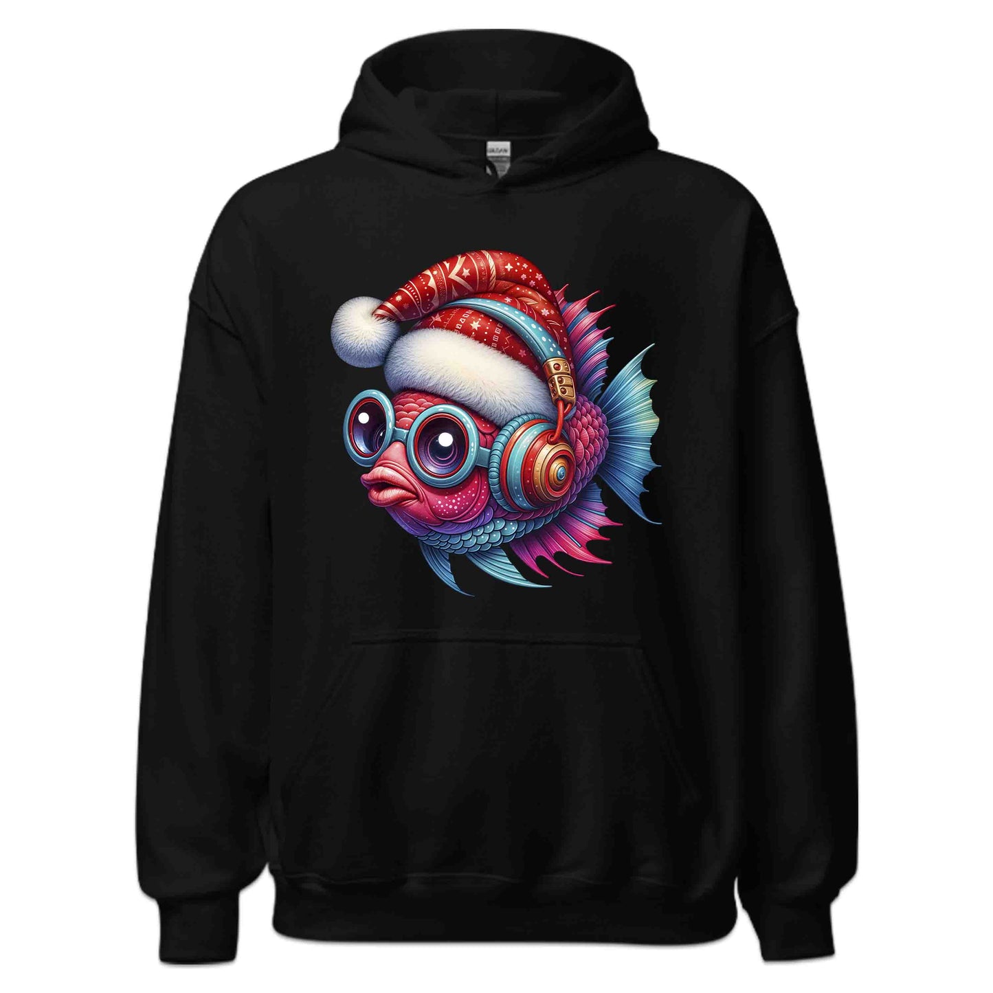 Christmas Fish Xmas Santa Hat Fish with Headphones | PRODUCT CODE: CHRTMFSHXMR