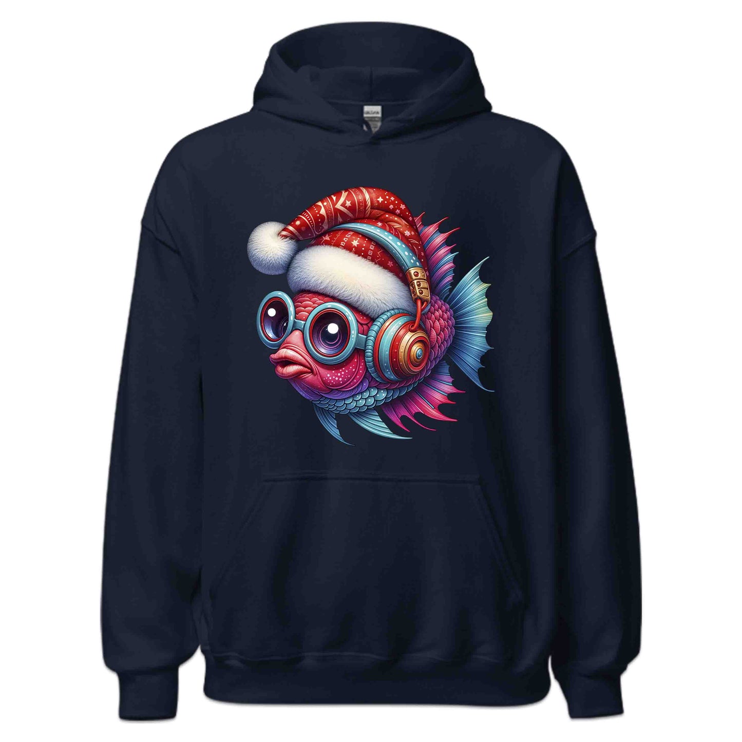 Christmas Fish Xmas Santa Hat Fish with Headphones | PRODUCT CODE: CHRTMFSHXMR