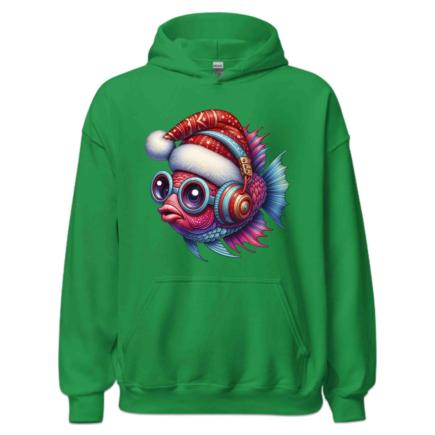 Christmas Fish Xmas Santa Hat Fish with Headphones | PRODUCT CODE: CHRTMFSHXMR