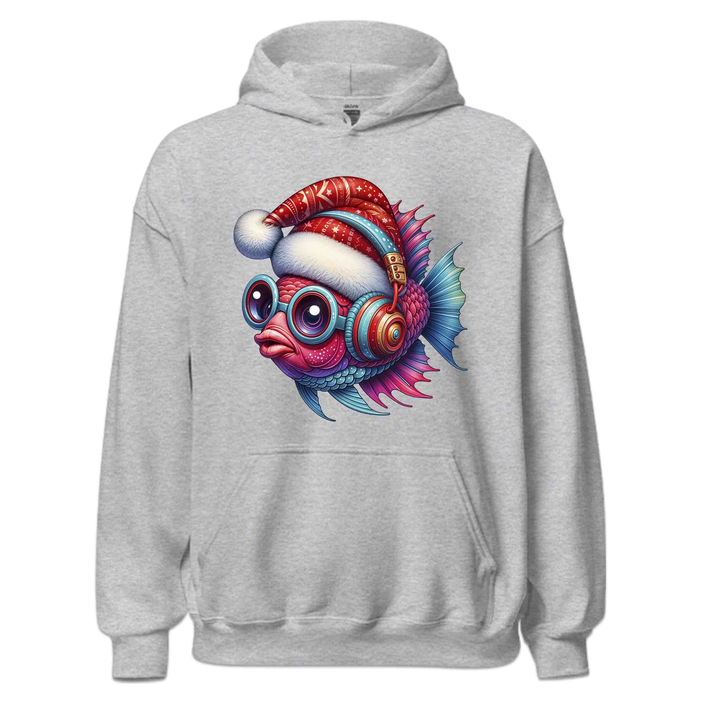 Christmas Fish Xmas Santa Hat Fish with Headphones | PRODUCT CODE: CHRTMFSHXMR
