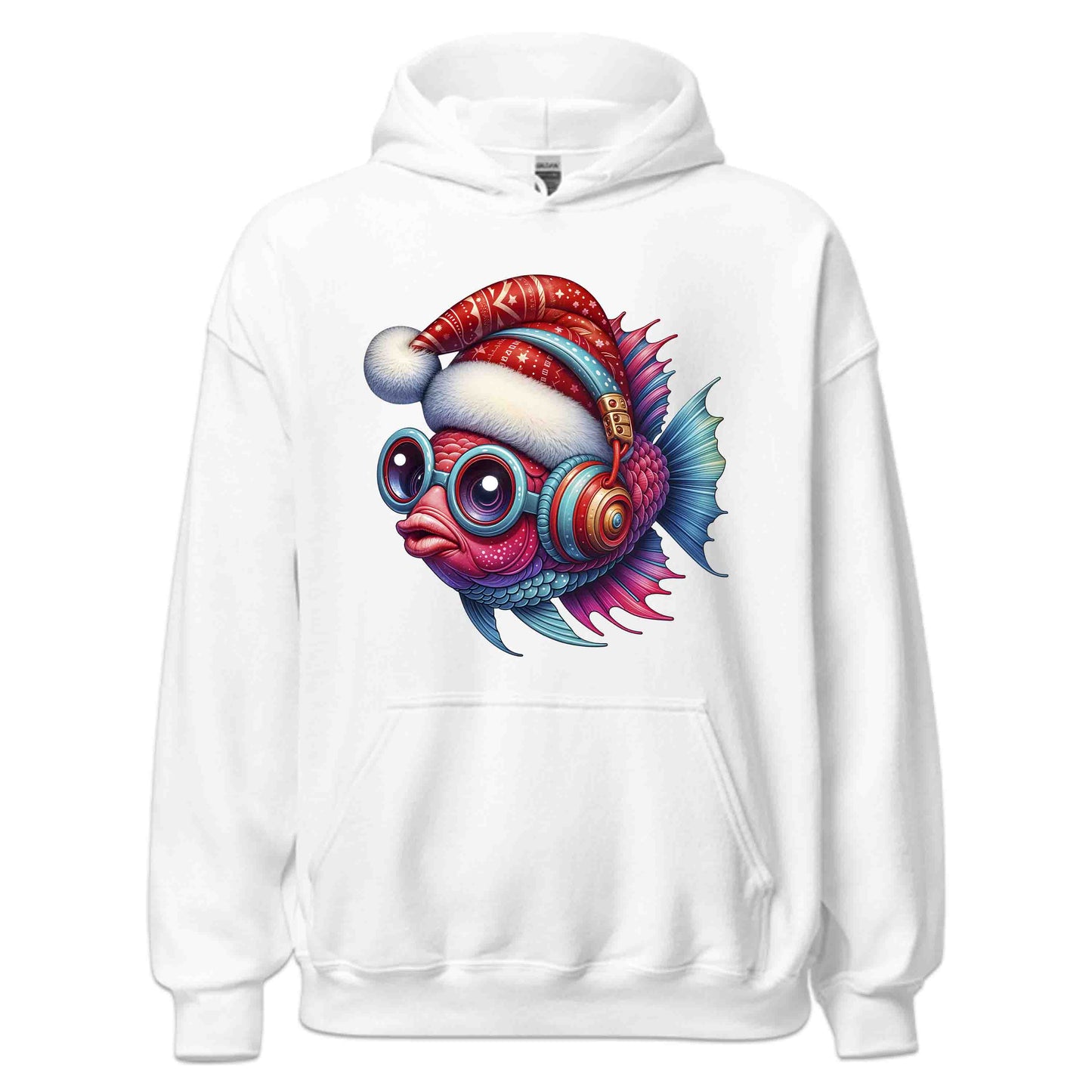 Christmas Fish Xmas Santa Hat Fish with Headphones | PRODUCT CODE: CHRTMFSHXMR