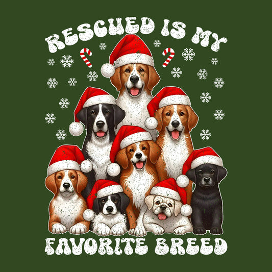 Christmas Dog Rescued Is My Favorite Breed Xmas Dogs | PRODUCT CODE: CHRTMSGDOAN