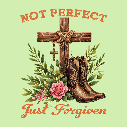 Not Perfect Just Forgiven Wooden Cross & Cowboy Boots | PRODUCT CODE: CHRWDNORS