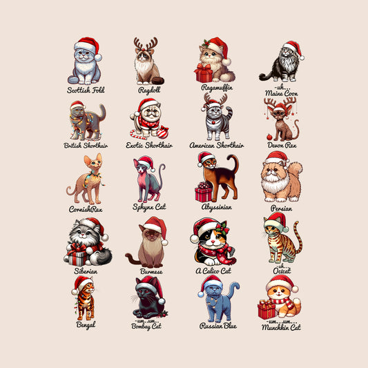 Christmas Taylor Midnights Xmas Cats Breeds | PRODUCT CODE: CHTBRDTYLSW
