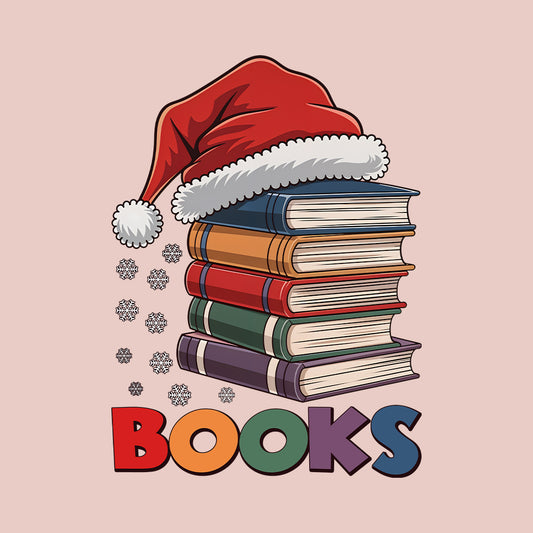 Christmas Books With Santa Hat Merry Bookmas Xmas Reading | PRODUCT CODE: CHTRBKSAFTM
