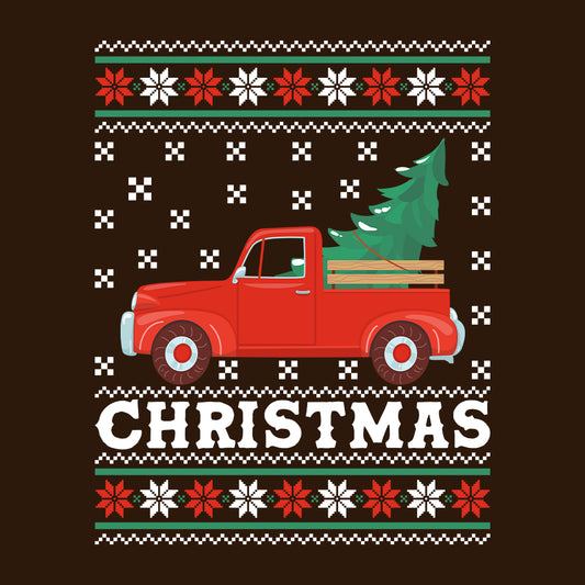 Christmas Vintage Red Truck With Tree Festive Xmas Tree Farm | PRODUCT CODE: CHTRKUCREM