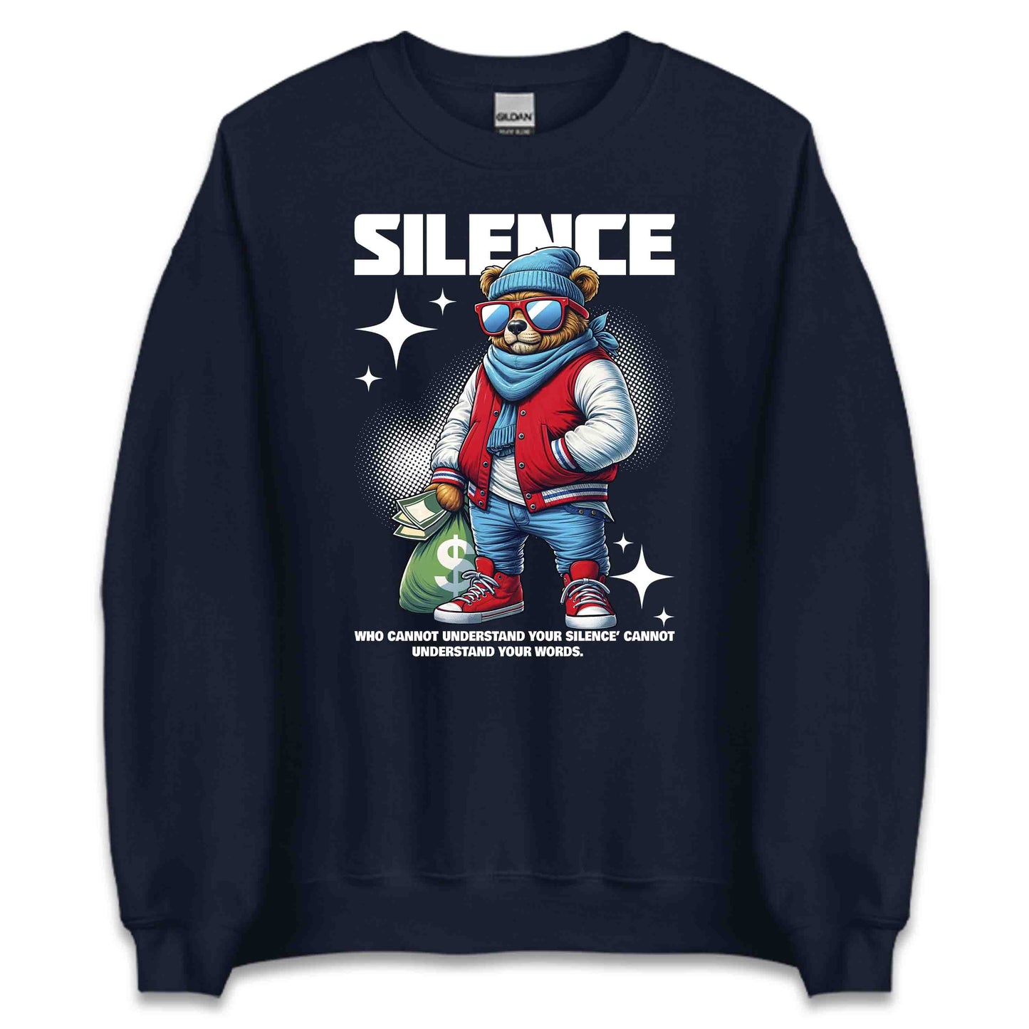 Cool Money Bear with Dollar Bag Retro Stylish Streetwear | PRODUCT CODE: CLOMNYBREDLG