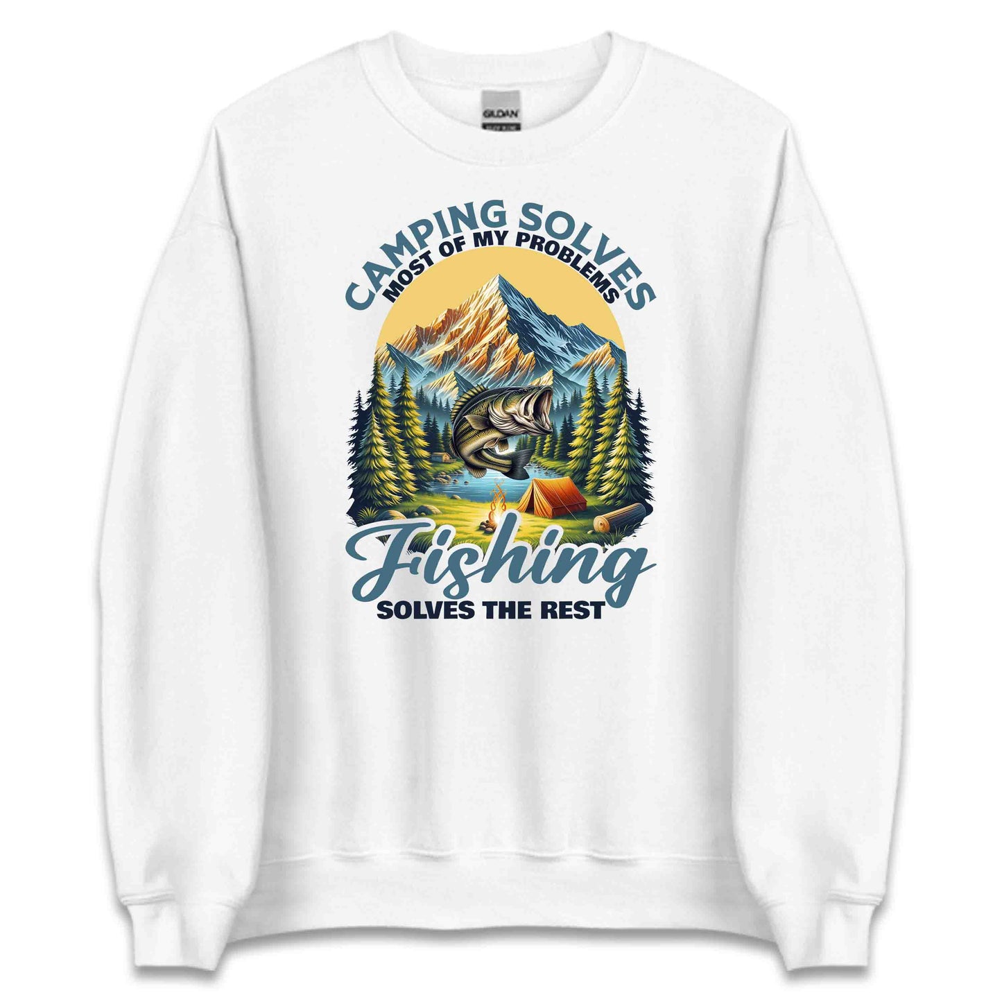 Camping & Fishing Scene Nature Adventure Campers Mountains Rivers | PRODUCT CODE: CMPGNFSHCNET