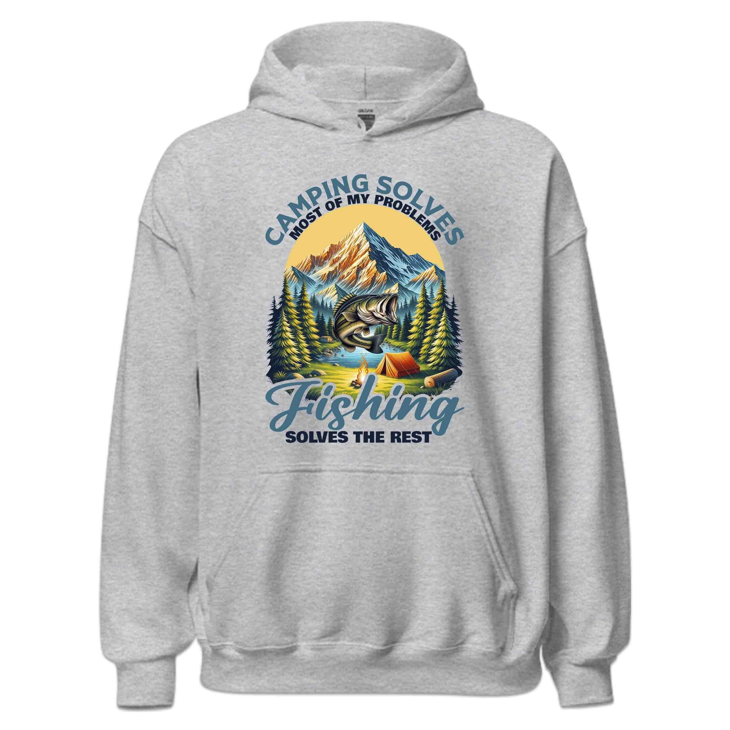 Camping & Fishing Scene Nature Adventure Campers Mountains Rivers | PRODUCT CODE: CMPGNFSHCNET