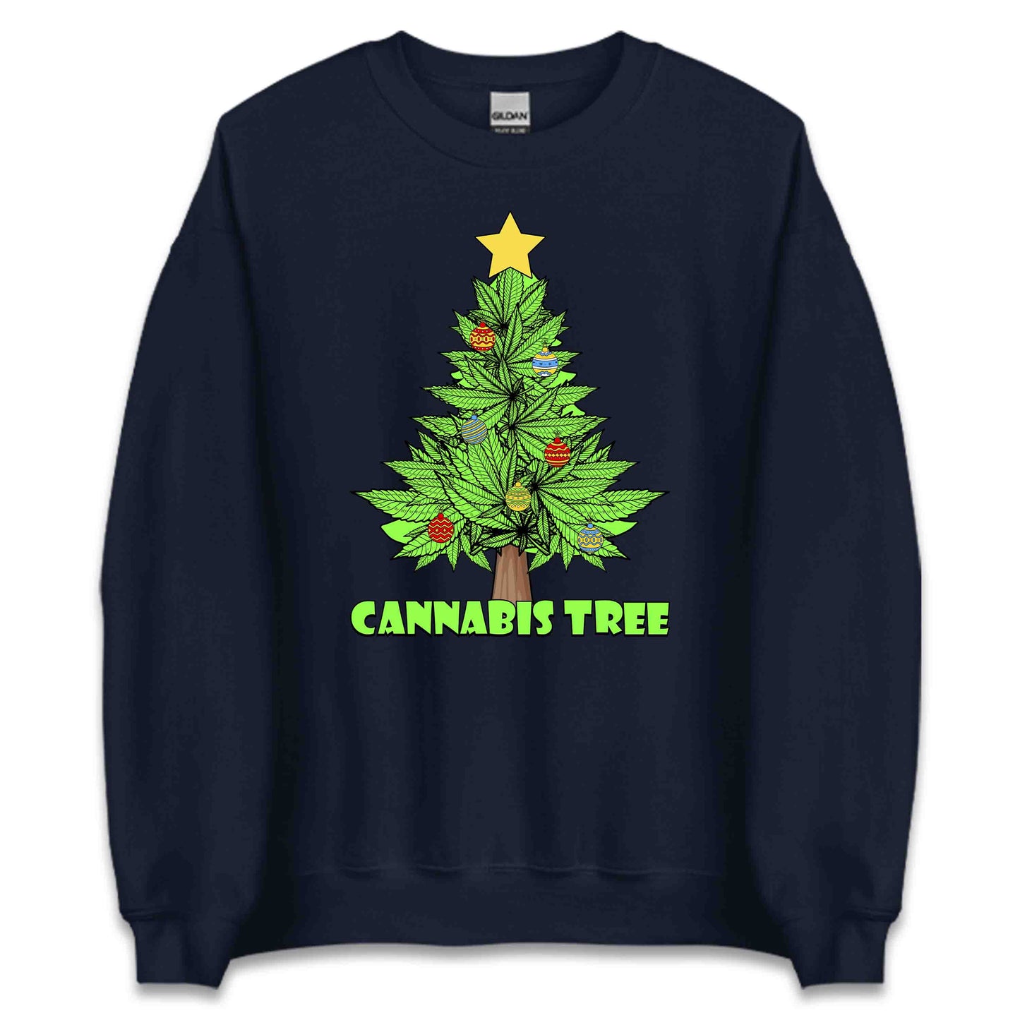 Cannabis Christmas Tree Weed Xmas Funny Marijuana | PRODUCT CODE: CNBSICHRMTREW