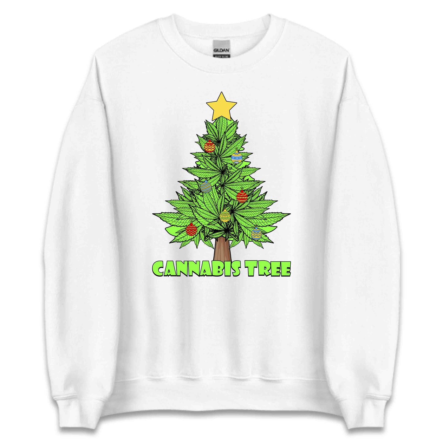 Cannabis Christmas Tree Weed Xmas Funny Marijuana | PRODUCT CODE: CNBSICHRMTREW