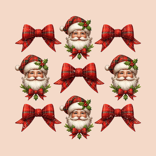 Coquette Christmas Santa Xmas Red Plaid Bow | PRODUCT CODE: CNQEHRMSTNA