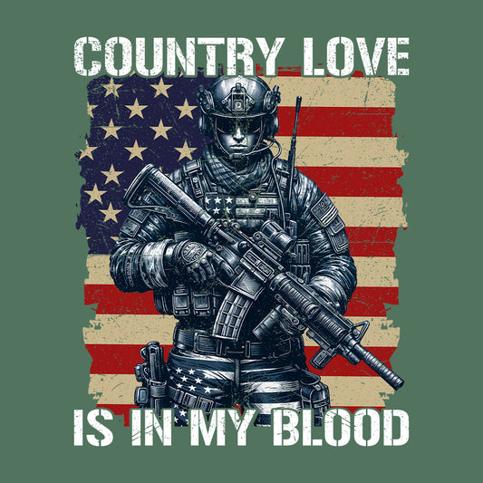 Country Love Is In My Blood Veterans Day USA Military Service | PRODUCT CODE: CNTLVNIMBLDO