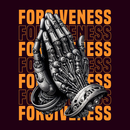 Cyberpunk Praying Hands Futuristic AI Robot Faith Sci-Fi Techwear | PRODUCT CODE: CPBRYMGHDAFU