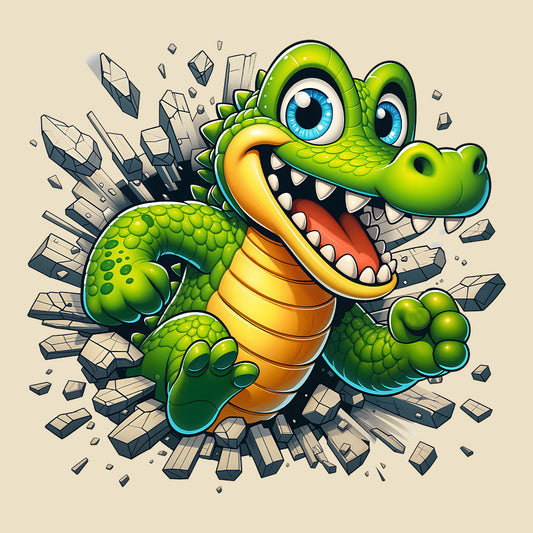 Crocodile Breaking Through The Wall  3D Realistic Alligator | PRODUCT CODE: CRDCLOBKNGWL
