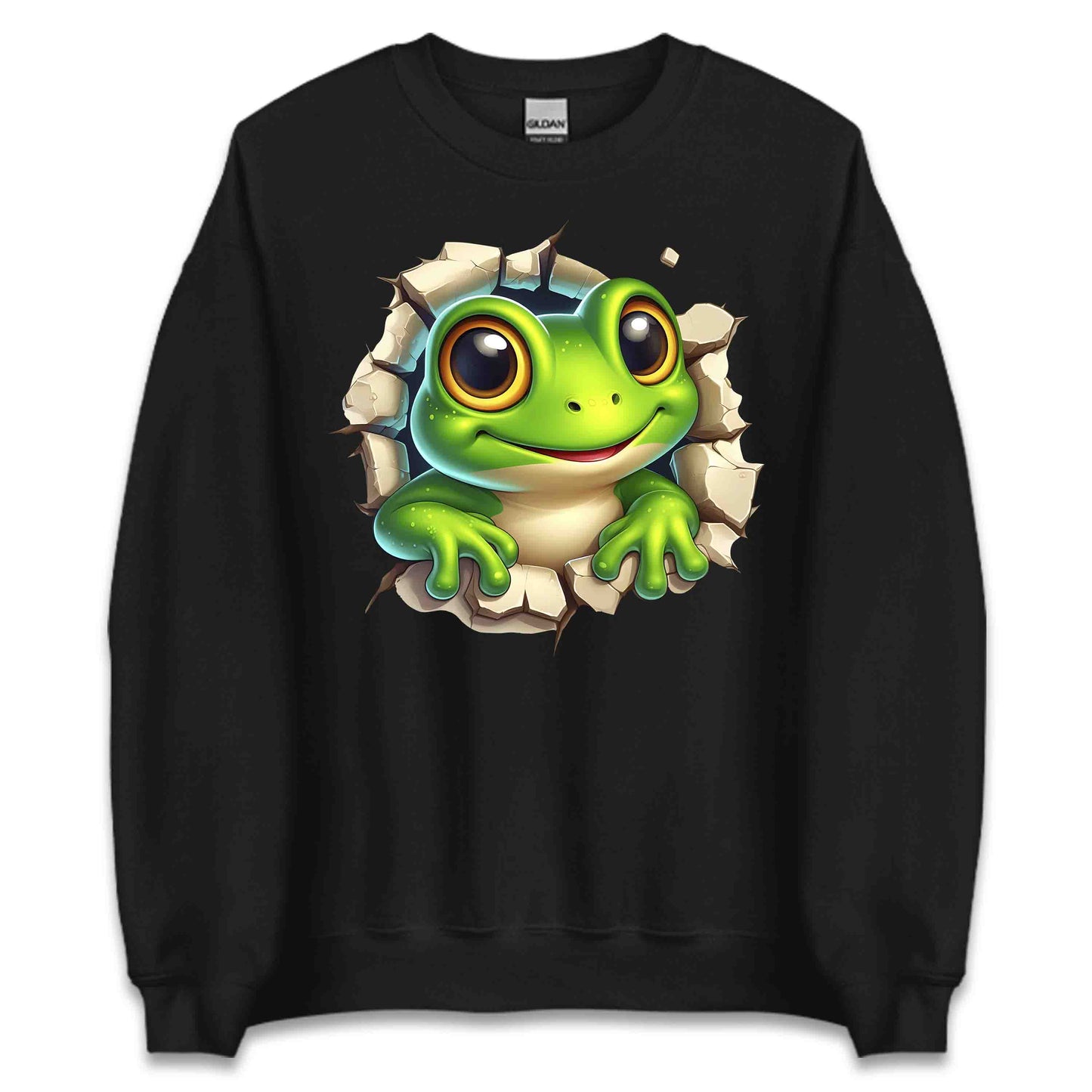 Cartoon Frog Breaking Through Wall 3D Realistic Green Frog | PRODUCT CODE: CRNTFGROBKRHL