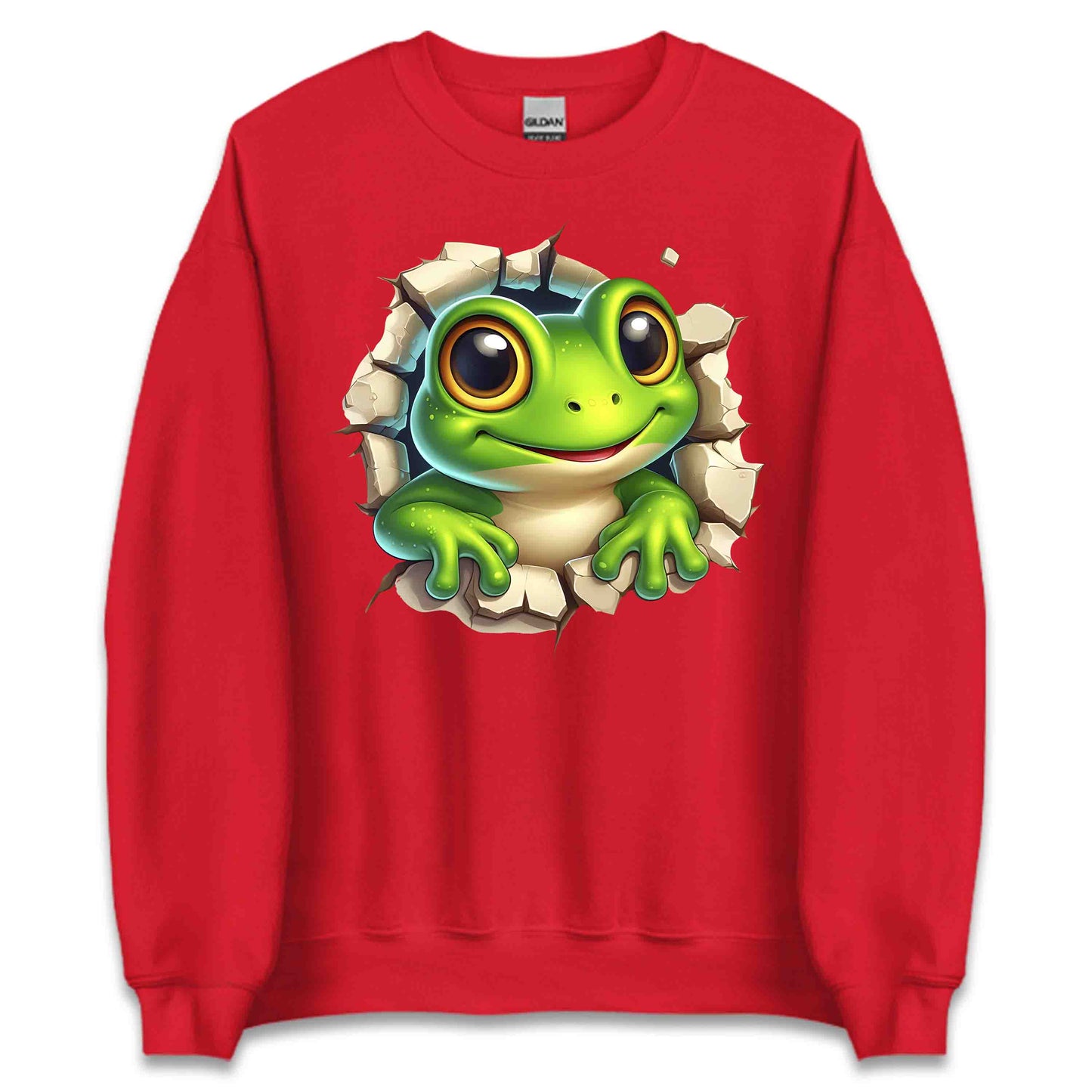 Cartoon Frog Breaking Through Wall 3D Realistic Green Frog | PRODUCT CODE: CRNTFGROBKRHL