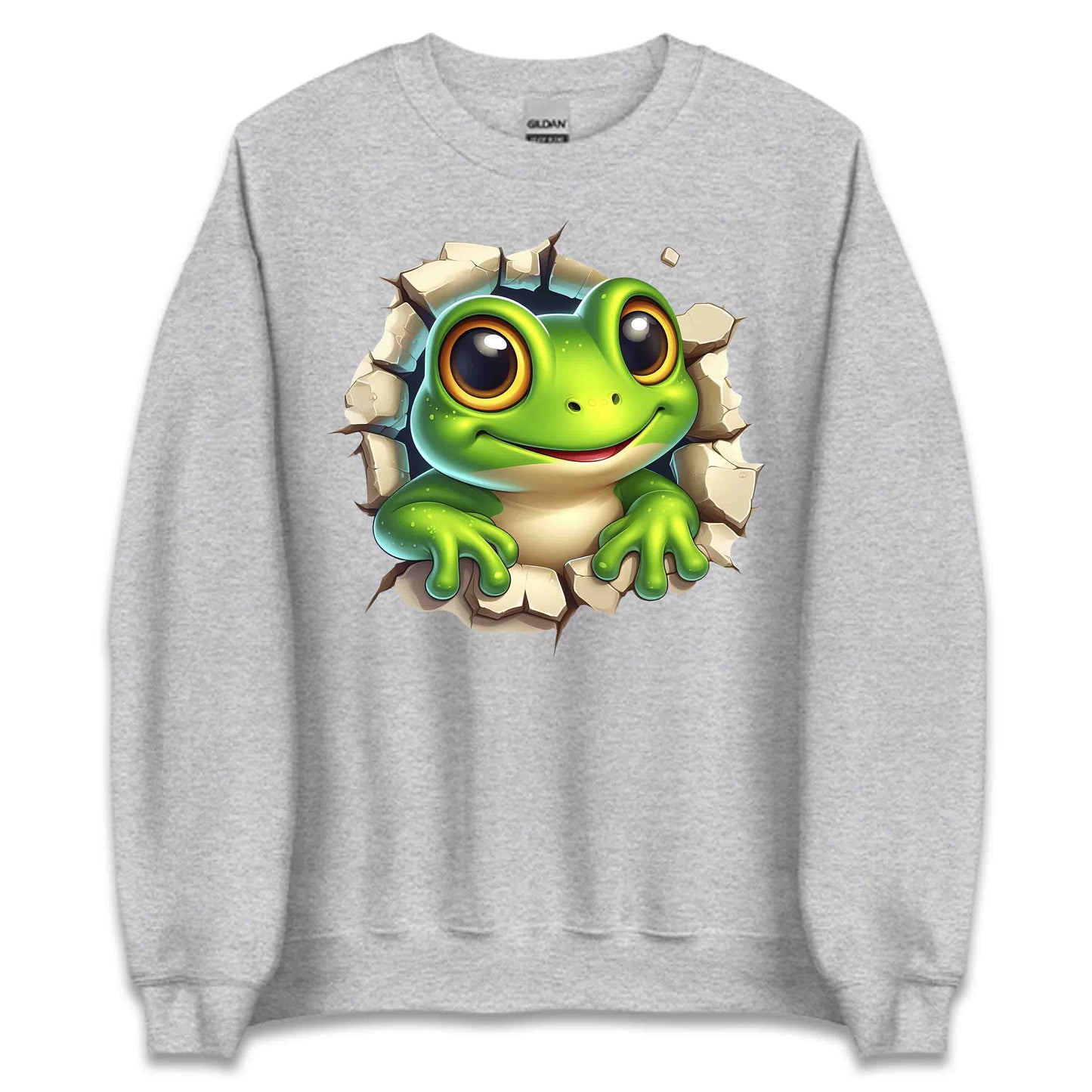 Cartoon Frog Breaking Through Wall 3D Realistic Green Frog | PRODUCT CODE: CRNTFGROBKRHL