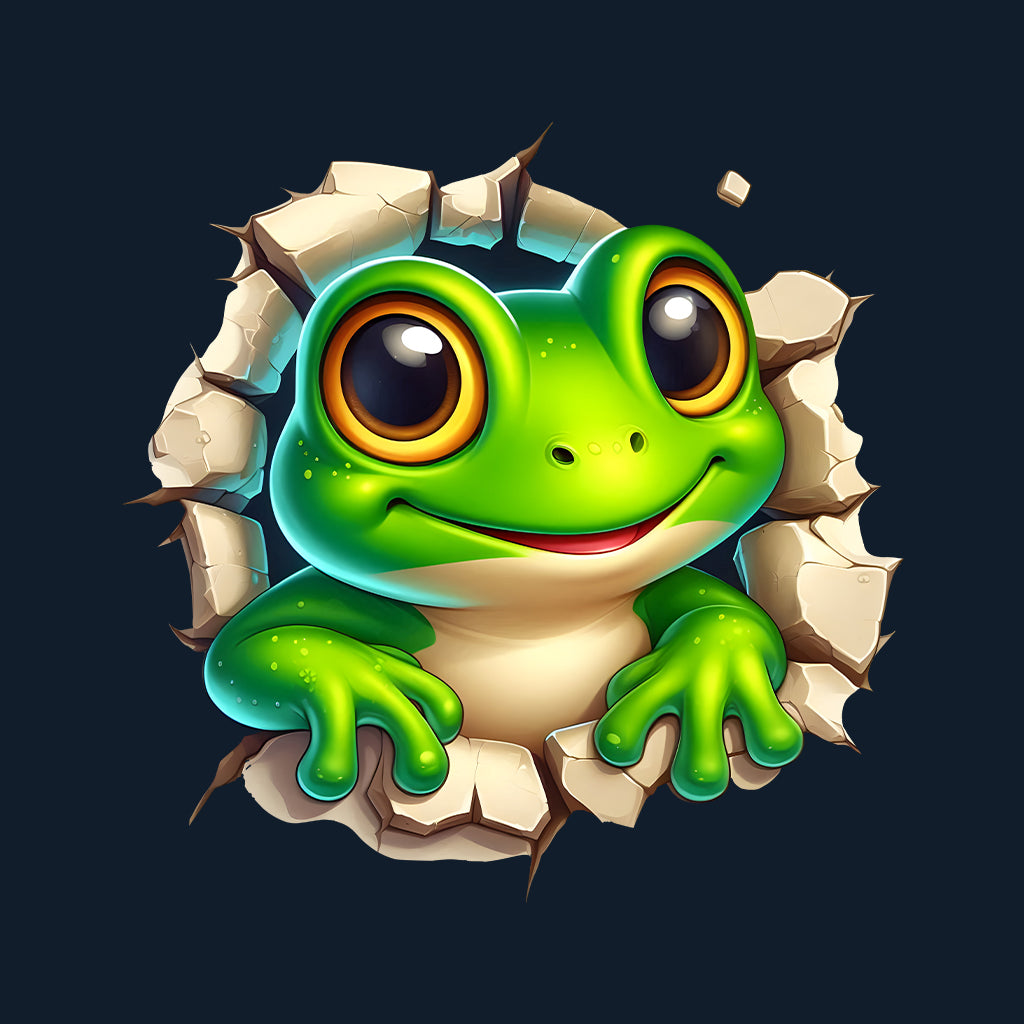 Cartoon Frog Breaking Through Wall 3D Realistic Green Frog | PRODUCT CODE: CRNTFGROBKRHL