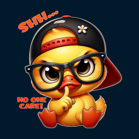 Cartoon Duckling Shh No One Cares Funny Duck Quote | PRODUCT CODE: CRTNDCKLNG