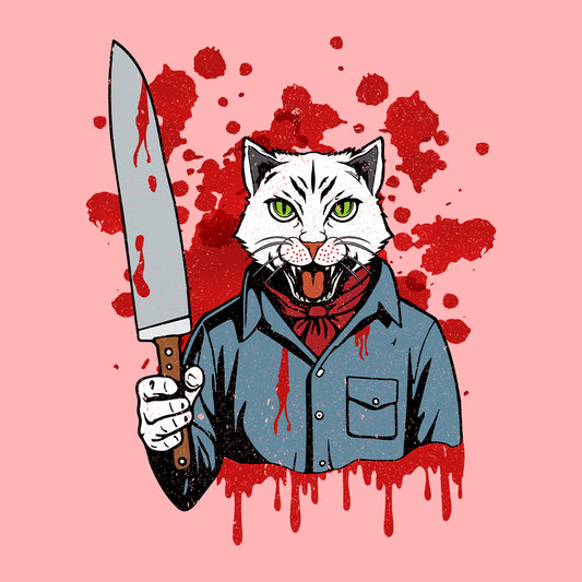 Cat Holding A Blood Knife Halloween Michael Meowers Scary Cat | PRODUCT CODE: CTAHLDBLKN