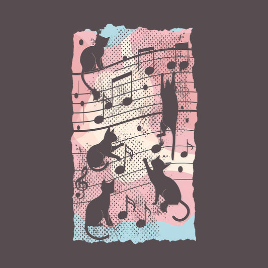 Cats Climbing Music Notes Funny Musical Cat Lovers | PRODUCT CODE: CTSMBNGUTO