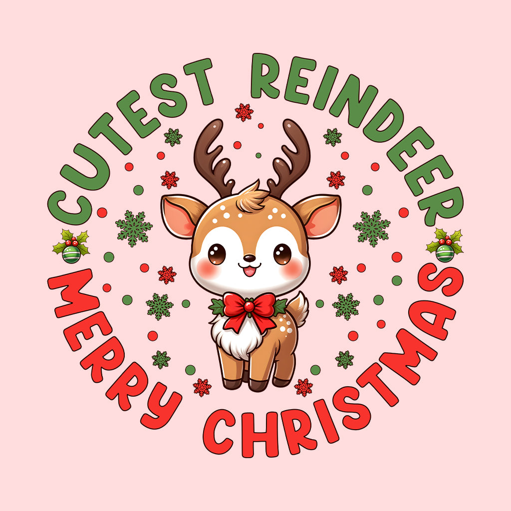 Cutest Reindeer Merry Christmas Xmas Reindeer with Red Bow | PRODUCT CODE: CTSRNDMTYCM