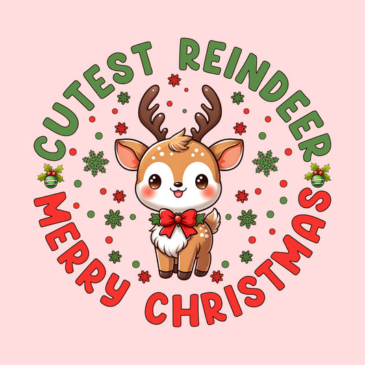 Cutest Reindeer Merry Christmas Xmas Reindeer with Red Bow | PRODUCT CODE: CTSRNDMTYCM