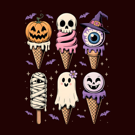 Cute Halloween Ice Cream T-Shirt, Spooky Treats Sweatshirt, Kawaii Candy Hoodie | PRODUCT CODE: CTYHANLSCM