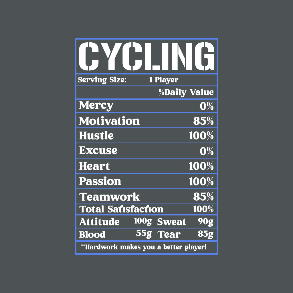 Cyclist Nutrition Facts Bicycle Humor | PRODUCT CODE: CYLNTURFCS