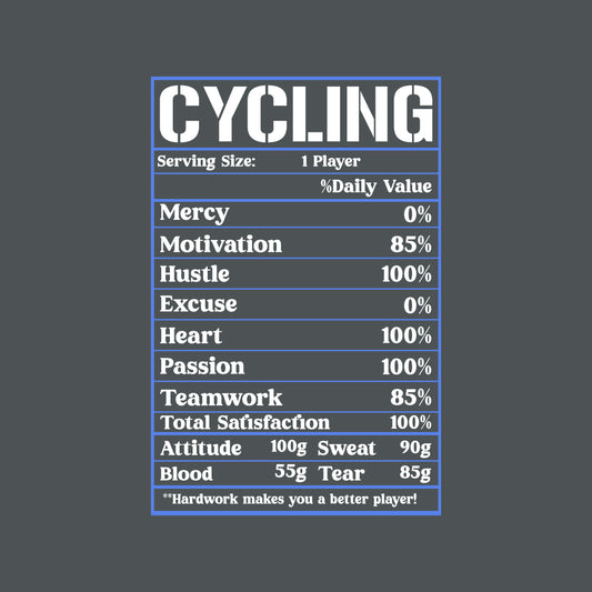 Cyclist Nutrition Facts Bicycle Humor | PRODUCT CODE: CYLNTURFCS