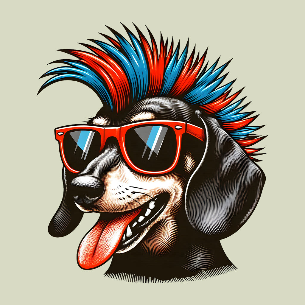 Dachshund Dog with Sunglasses Spiky Mohawk | PRODUCT CODE: DCHINDGKNUP