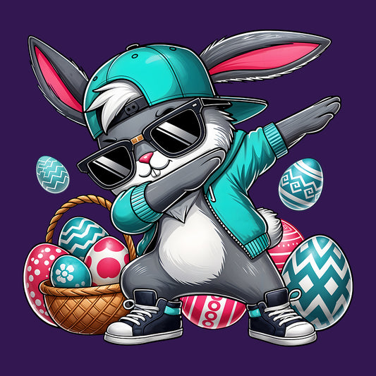 Dabbing Easter Bunny Fun Hip-Hop Rabbit with Shades | PRODUCT CODE: DGNVBJEPAWU