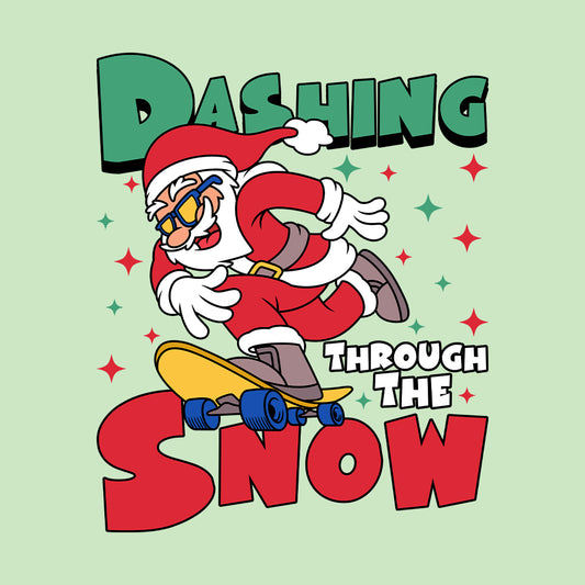 Christmas Dashing Through the Snow Xmas Skateboard Santa | PRODUCT CODE: DHSTHGHNWSA