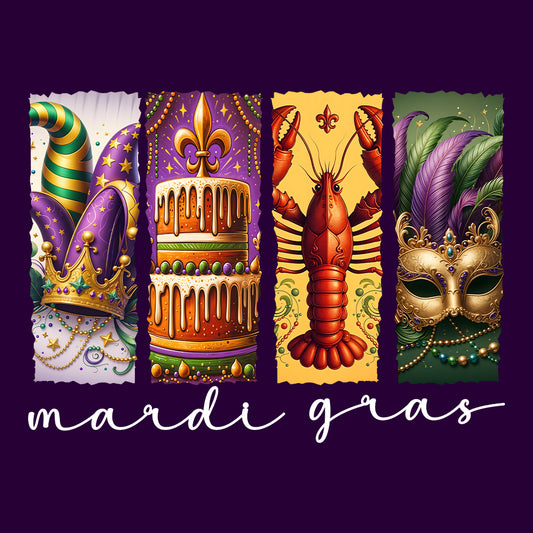 Mardi Gras Carnival Brushstroke Mardi Gras Fleur De Lis  Louisiana Crawfish | PRODUCT CODE: DIGRSABKRBFL