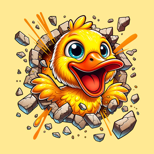 Duck Breaking Through Wall 3D Realistic Yellow Cartoon Duck | PRODUCT CODE: DKCUBRKNWLY