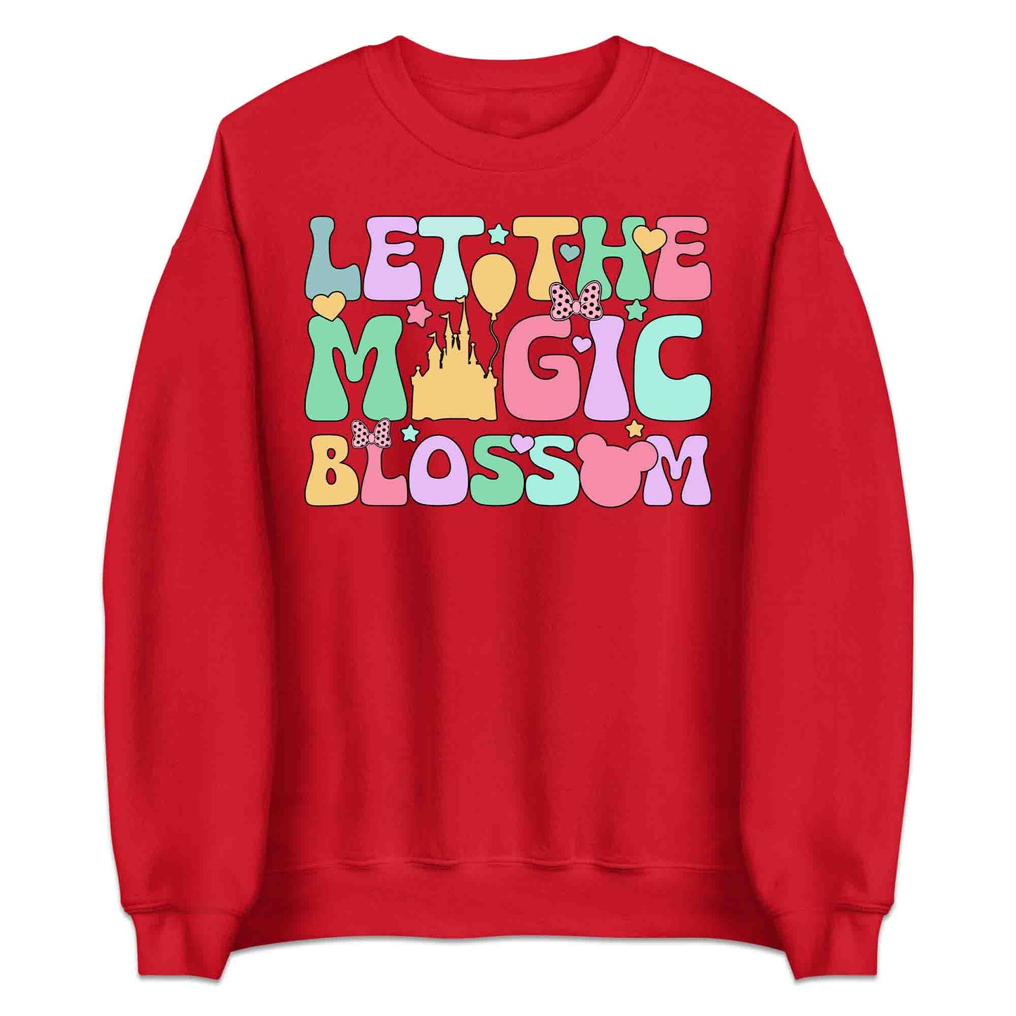 Disney Let the Magic Blossom T-Shirt, Jumper & Hoodie – Pastel Castle & Mouse Ears for Fairy Tale Fans & Dreamy Park Trips | PRODUCT CODE: DMNBWERU