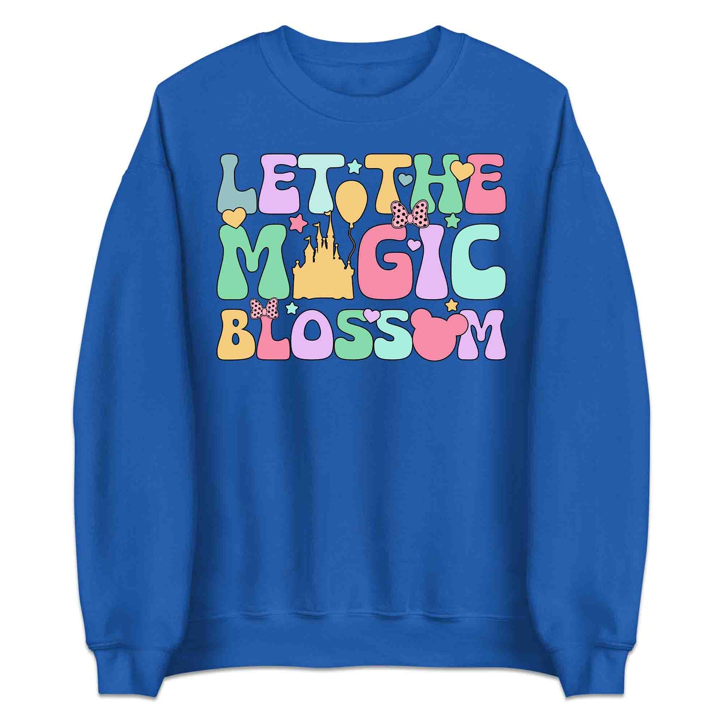 Disney Let the Magic Blossom T-Shirt, Jumper & Hoodie – Pastel Castle & Mouse Ears for Fairy Tale Fans & Dreamy Park Trips | PRODUCT CODE: DMNBWERU