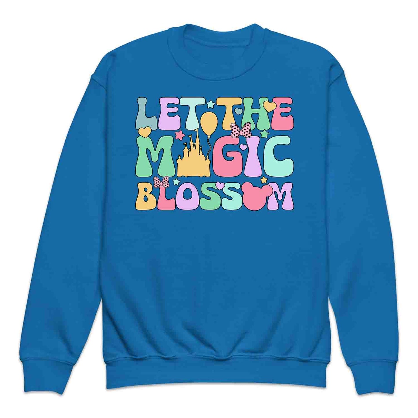 Disney Let the Magic Blossom Kids T-Shirt, Jumper & Hoodie – Pastel Castle & Mouse Ears for Fairy Tale Fans & Dreamy Park Trips | PRODUCT CODE: DMNBWERU