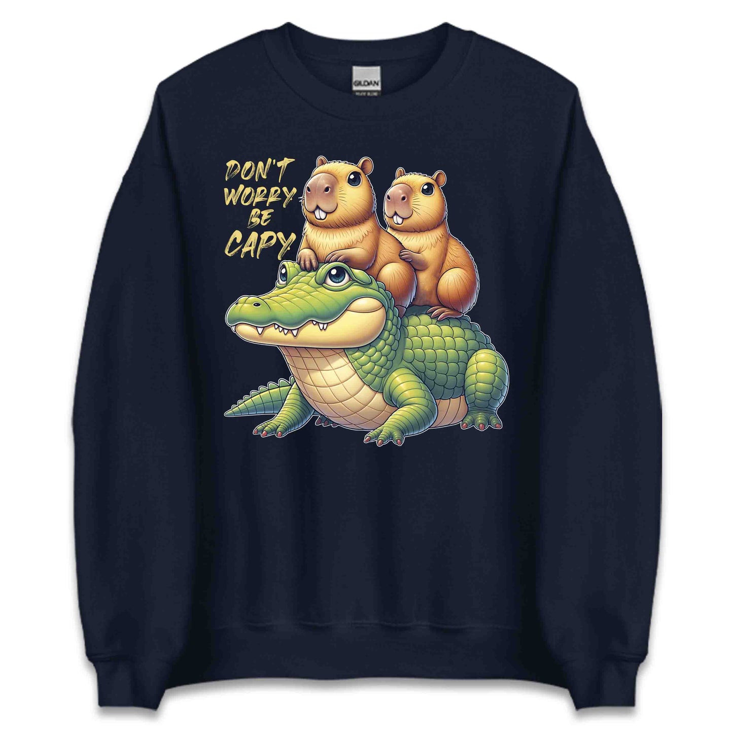 Don't Worry Be Capy Funny Capybara and Alligator Nature & Humor Enthusiasts | PRODUCT CODE: DNTWRYCPYRAF