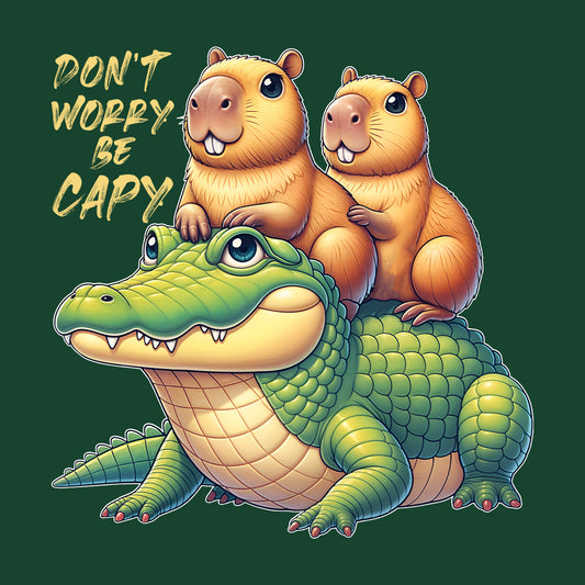 Don't Worry Be Capy Funny Capybara and Alligator Nature & Humor Enthusiasts | PRODUCT CODE: DNTWRYCPYRAF