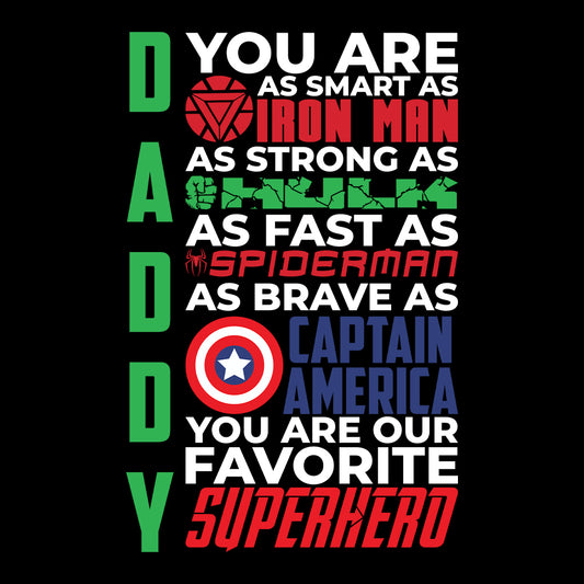 Daddy Superhero Kids T-Shirt, Jumper & Hoodie – Marvel-Inspired Father’s Day Gift Featuring Iron Man, Hulk, Spider-Man & Captain America | PRODUCT CODE: DSBXCVTE
